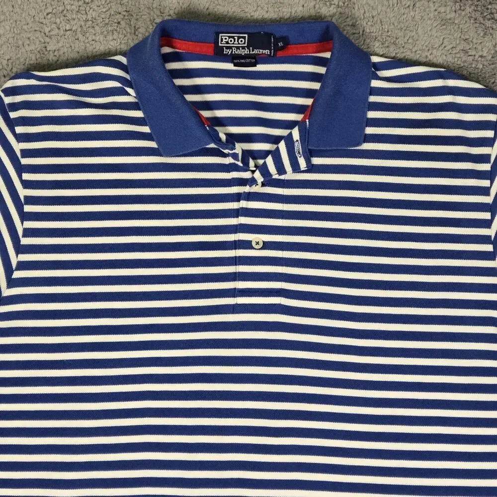 Polo Ralph Lauren Striped Short-Sleeve Polo Shirt Blue/ White Men’s XL